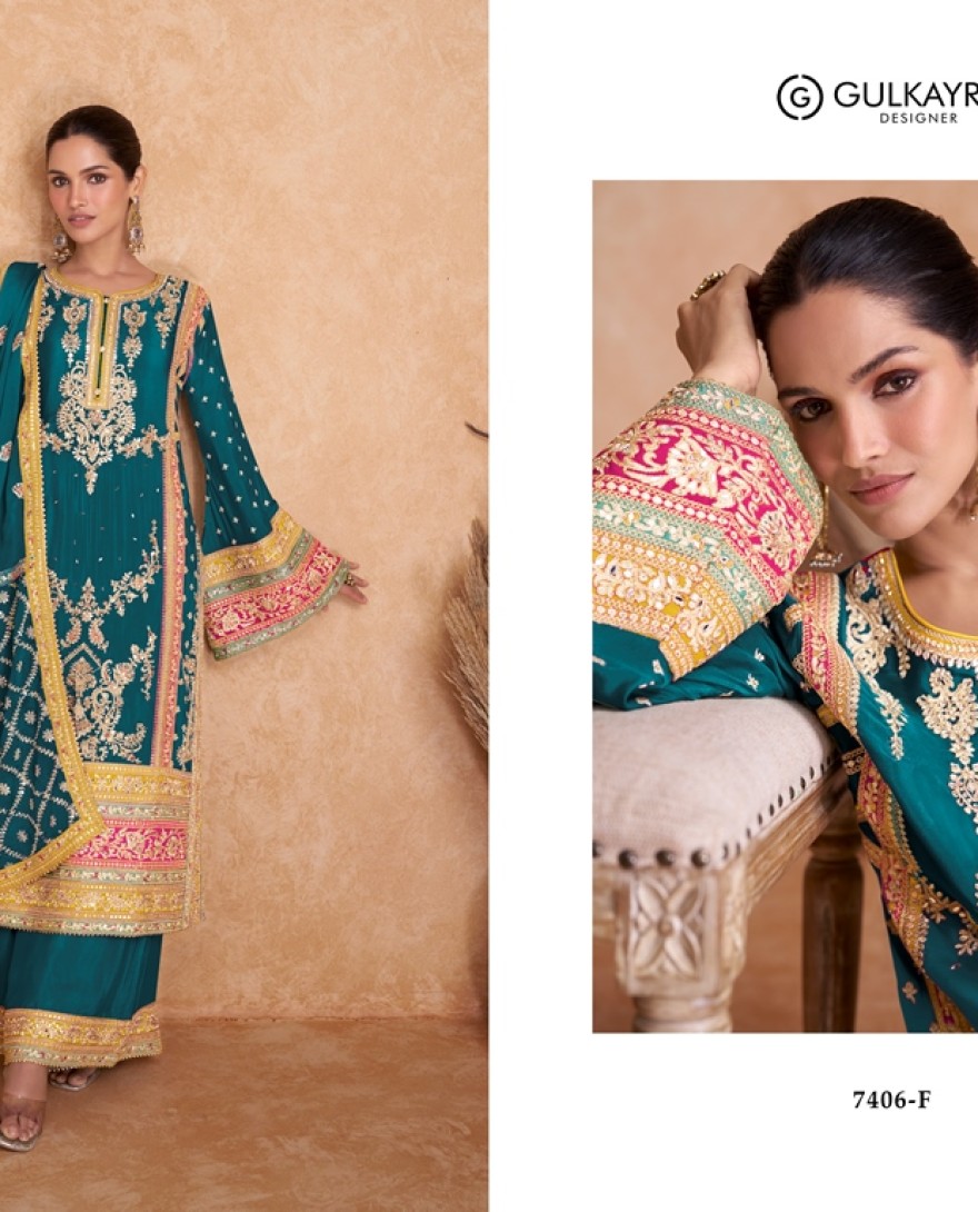 GULKAYRA VEDIKA 7406 A TO F COLOUR SERIES Real Chinon designer 